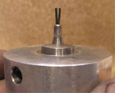 Spindle with Blackmatch Prior to Loading Fuel