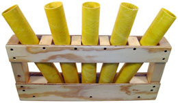 Fanned Fiberglass Mortars in Wooden Racks