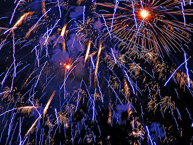 Blue and gold fireworks