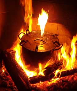 Stock pot emitting burning gasses