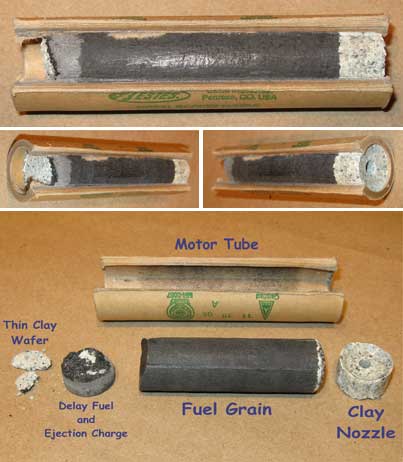 A Dissected Estes E9-6 Model Rocket Engine