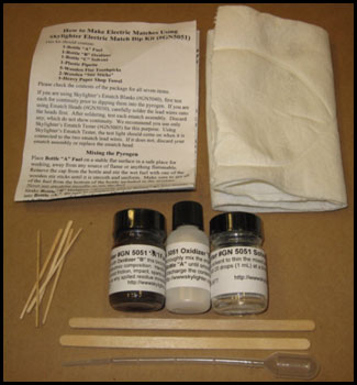 Skylighter electric match dip kit contents