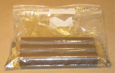 Paper Tubes in Plastic Bags, Soaking in Wood Hardener