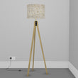 Load image into Gallery viewer, Oak Tripod Floor Lamp - W02 ~ Pink Cherry Blossom on Grey
