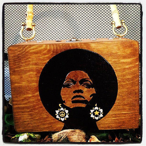 Afro Woman Wood Burn Purse