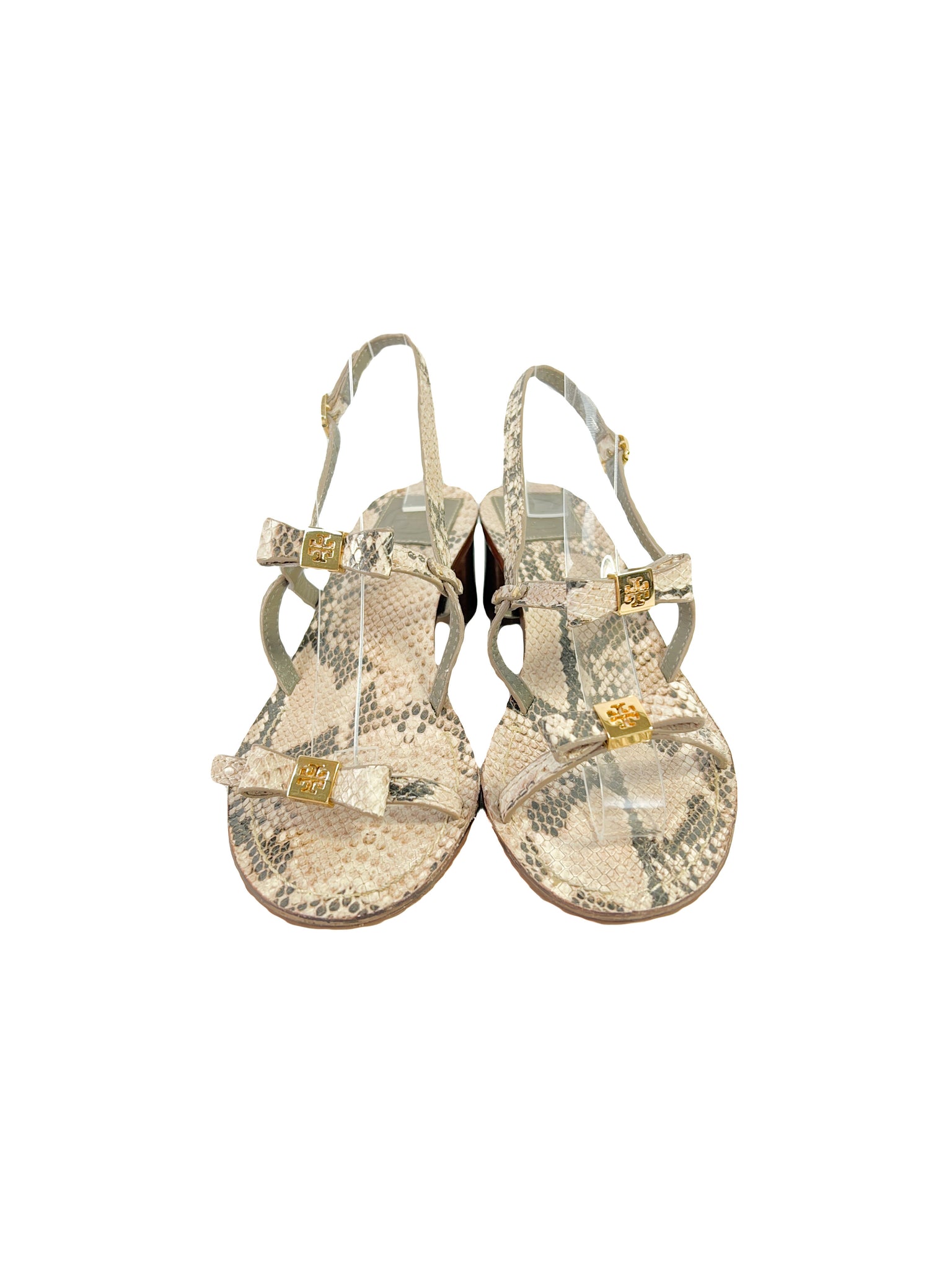 Tory Burch snake print leather heeled sandals size  – My Girlfriend's  Wardrobe LLC