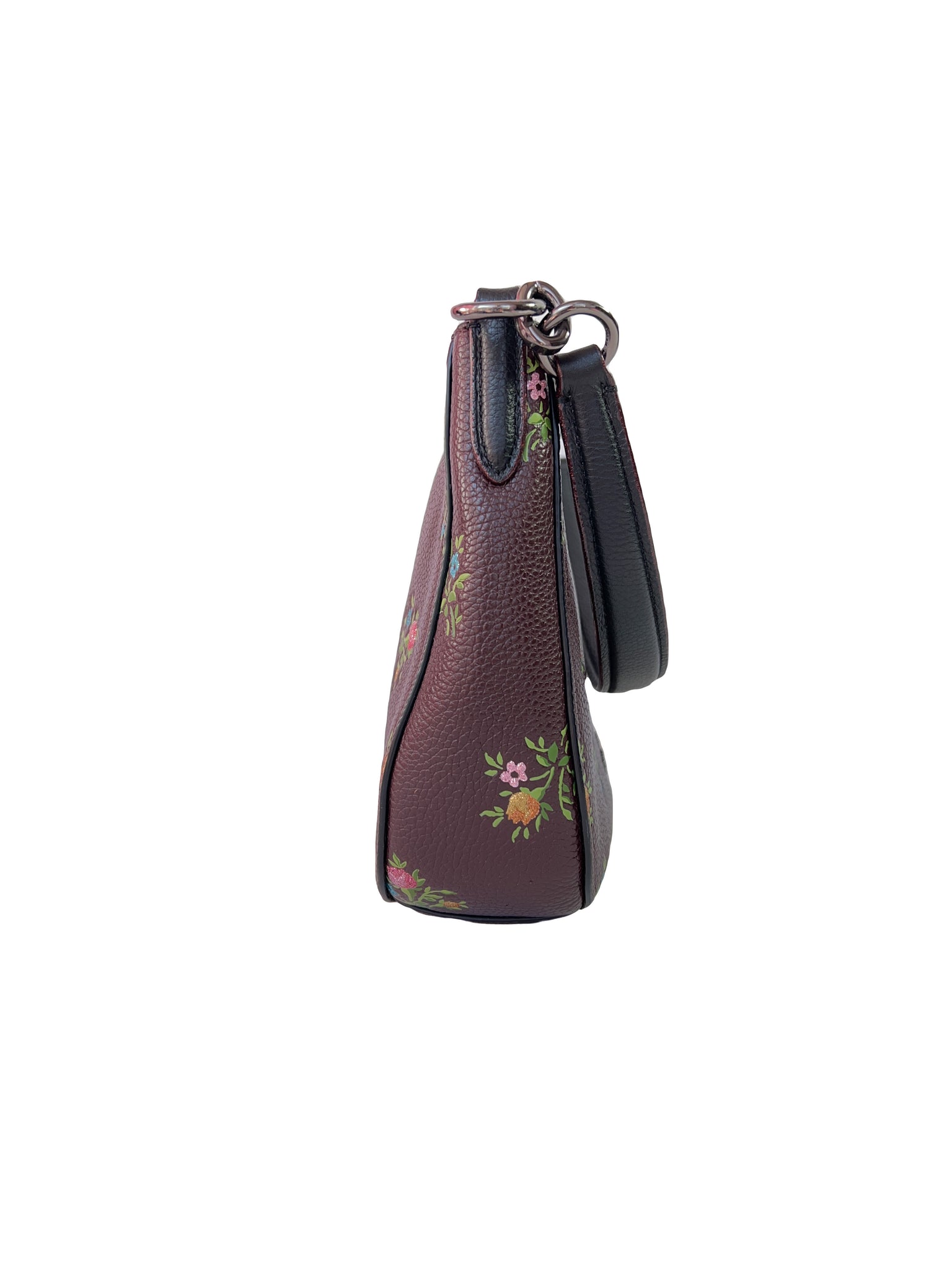 Coach dark purple leather floral shoulder bag – My Girlfriend's Wardrobe LLC