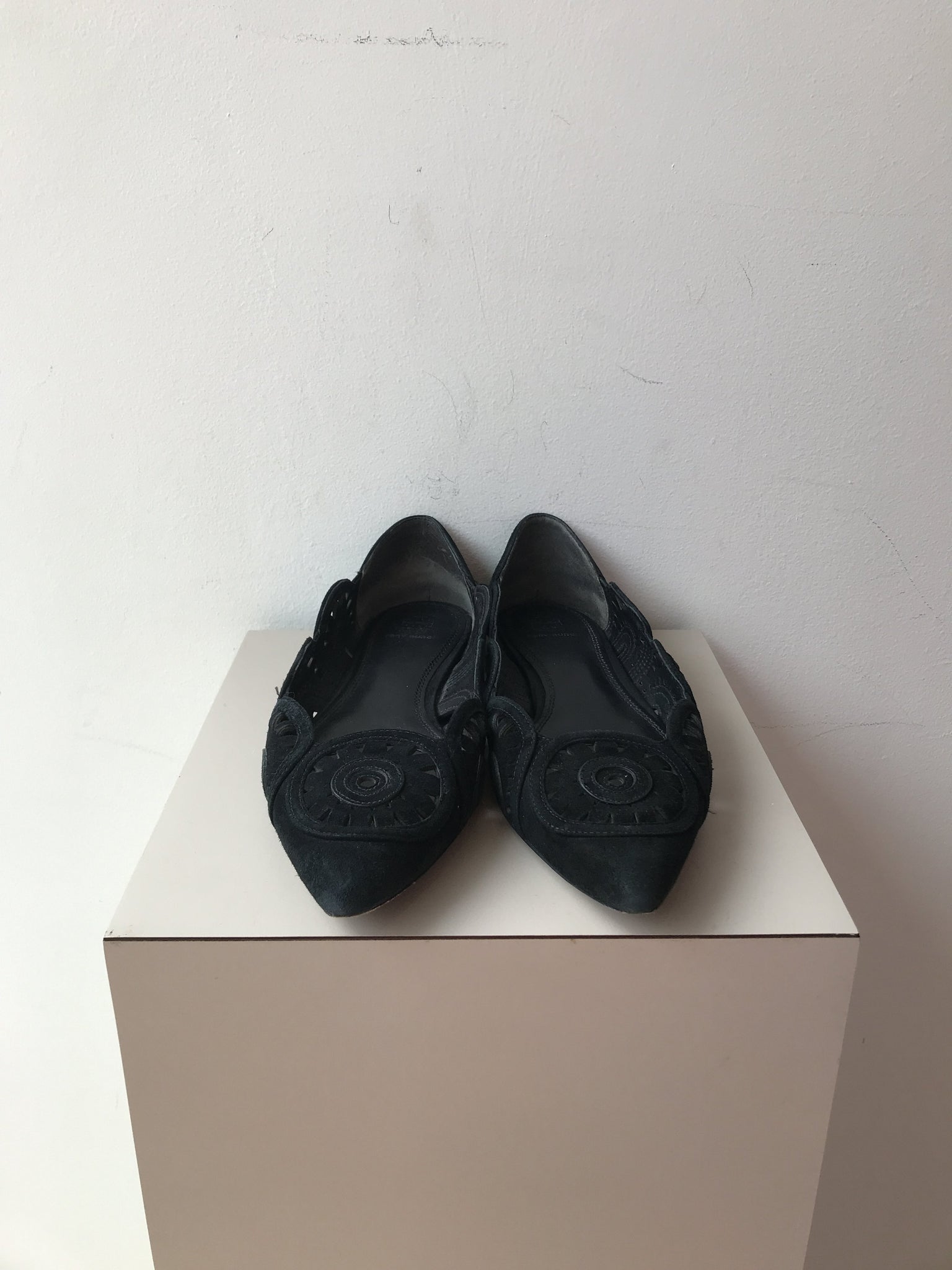 Tory Burch black suede Leyla flats size 