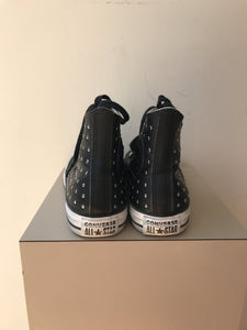 Converse black leather studded high top 