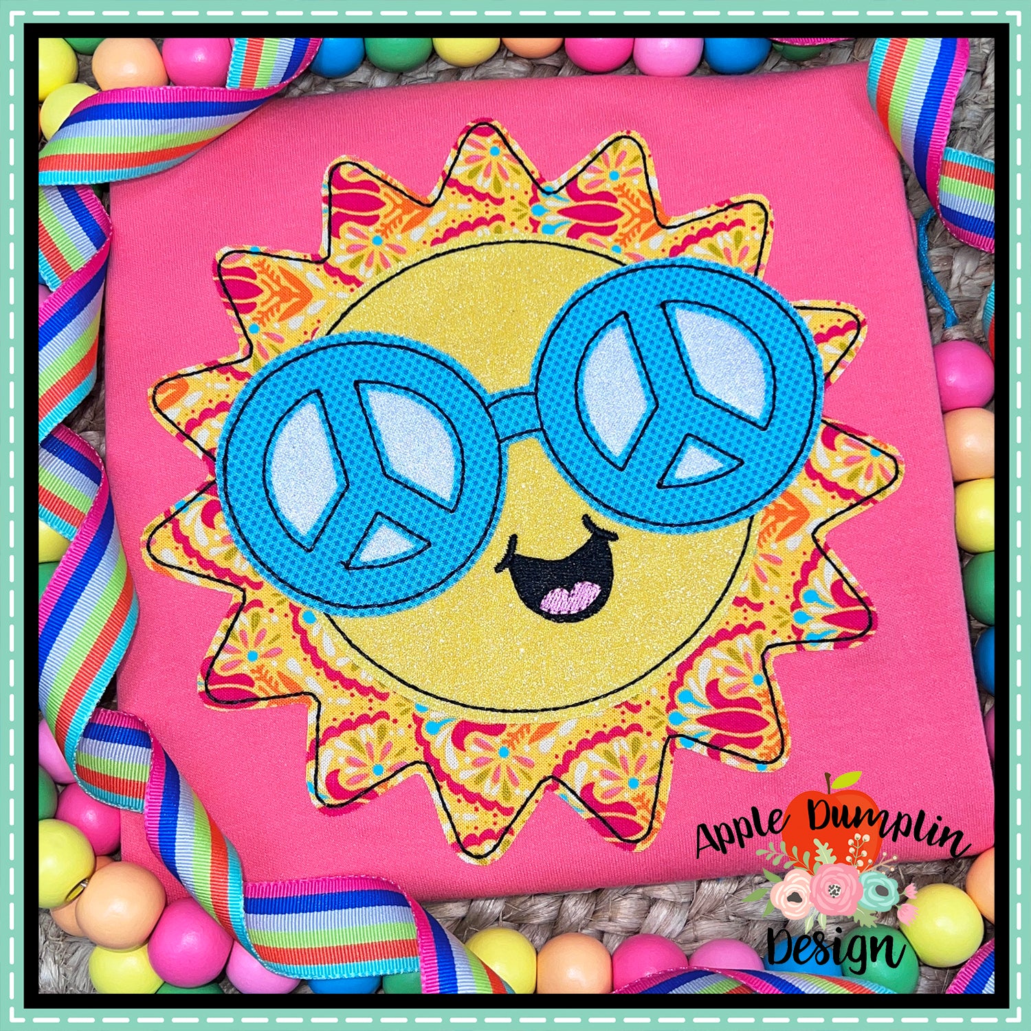 Groovy Sun Bean Stitch Applique Design