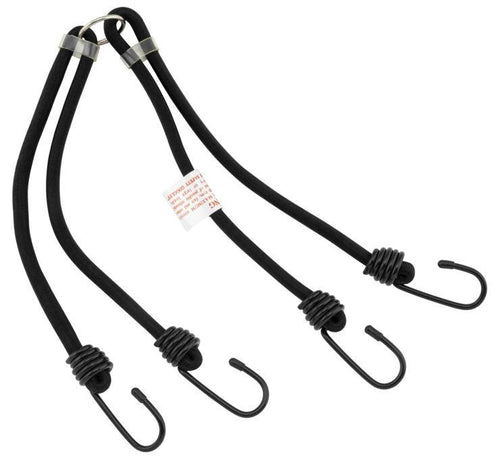 BikeMaster Heavy-Duty Black Bungee Cords Black, 24", 4 hooks, 4-Way, 2 pk - LRL Motors