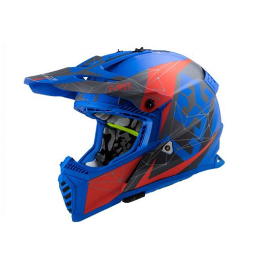 LS2 Helmet MX437 Fast Evo Alpha Blue Red Black Matt - LRL Motors