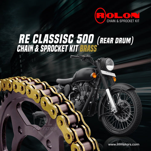 ROYAL ENFIELD CLASSIC 500 ROLON BRASS CHAIN & SPROCKET KIT - LRL Motors