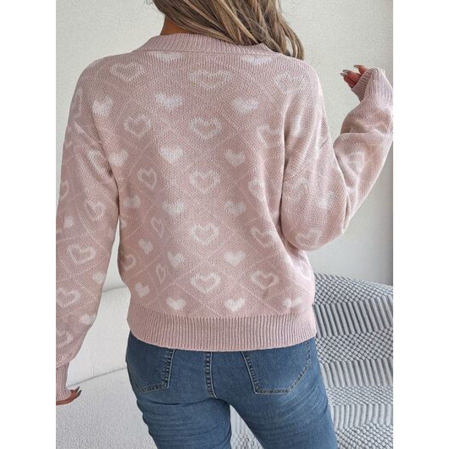 Heart Pattern Long Sleeve Sweater