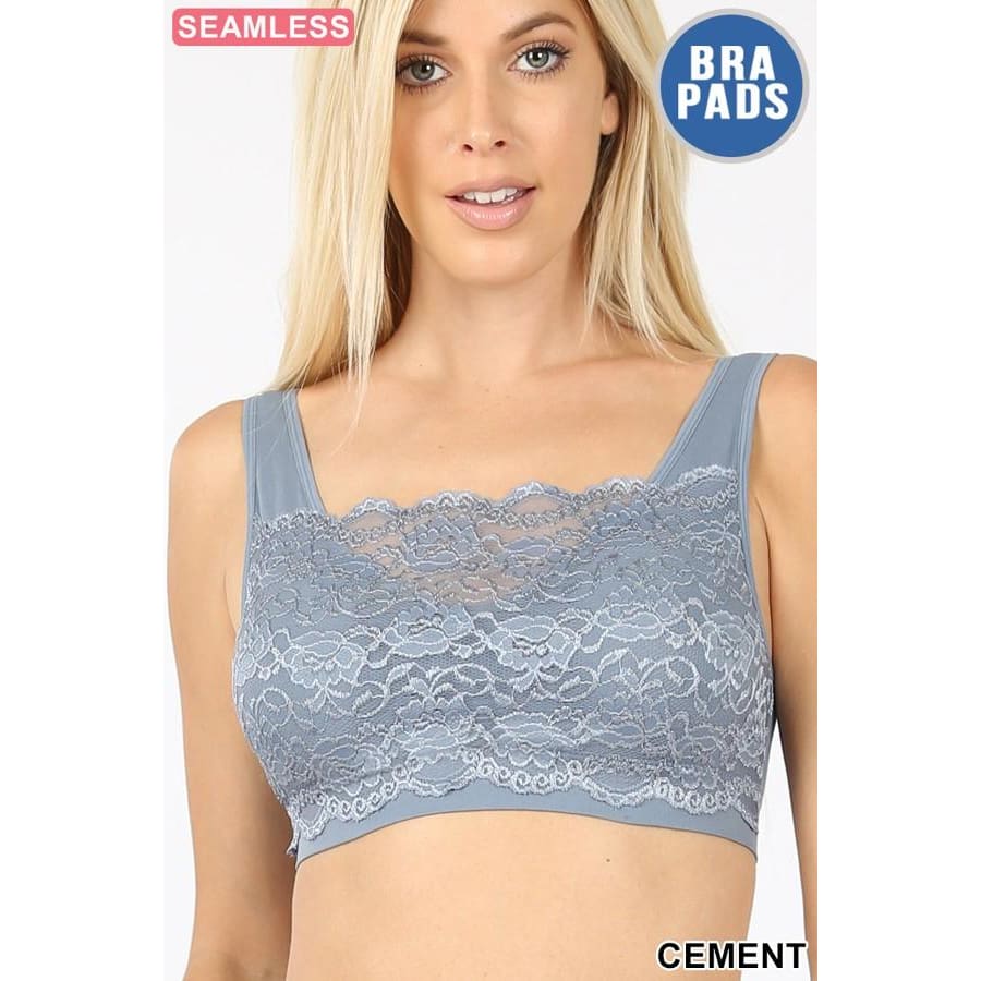 Stretch lace Bralette w/ removeable pads - Ash Grey – shopwithkarolyn
