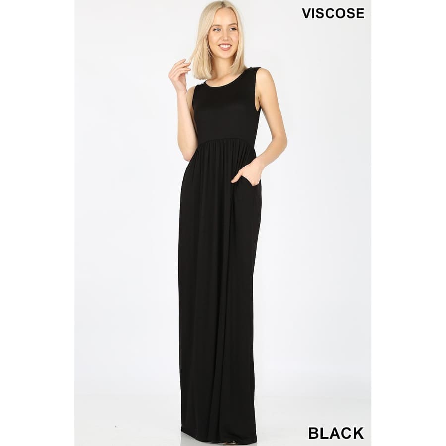 Zenana Viscose 3/4 Sleeve Dress With Waist Shirring and Pockets