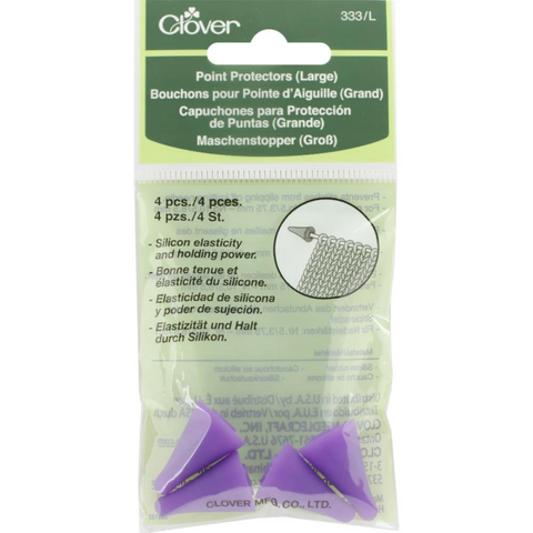 Package of purple needle point protectors.