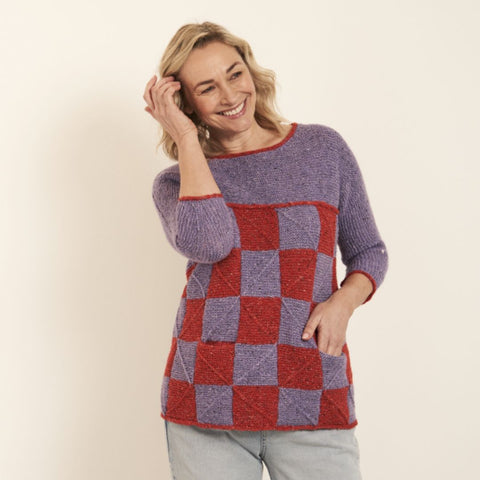 Textured Tiles Sweater modeled in two colors.