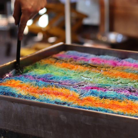 This image is about Koigu's special dye pot where they design and create the beautiful colorways that all love.