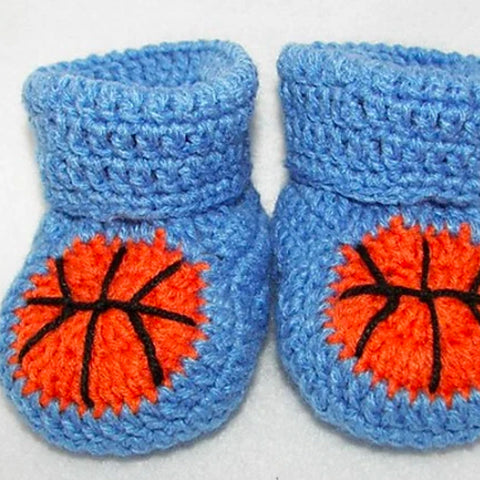Basketball Baby Booties Pattern by Designer Sara Ayers