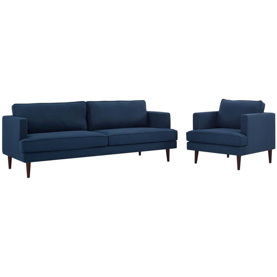 Blue Modway Agile Upholstered Fabric Sofa and Armchair Set - EEI-4080