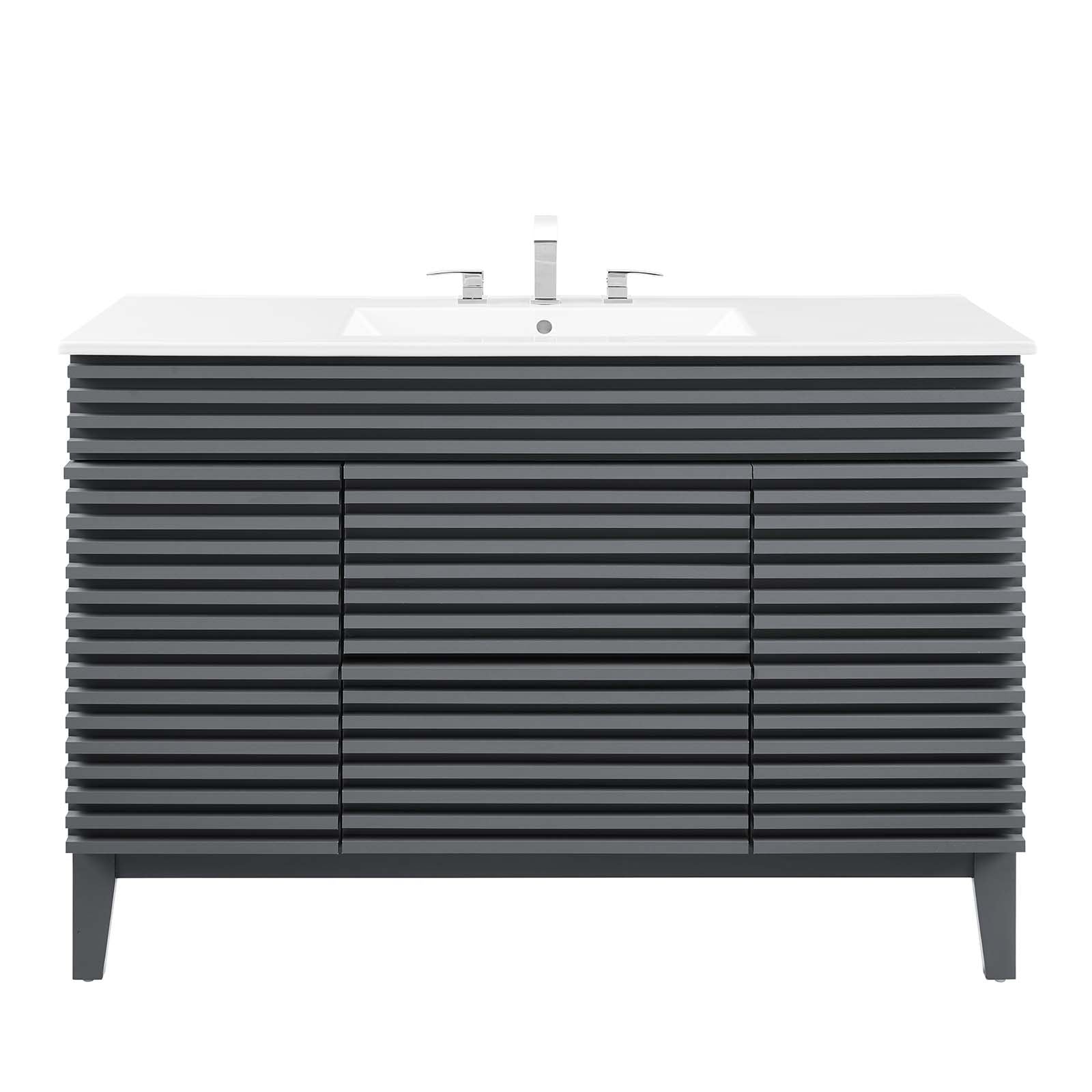 Modway EEI-4439 48-Inch Gray White Single Sink Bathroom Vanity - Render