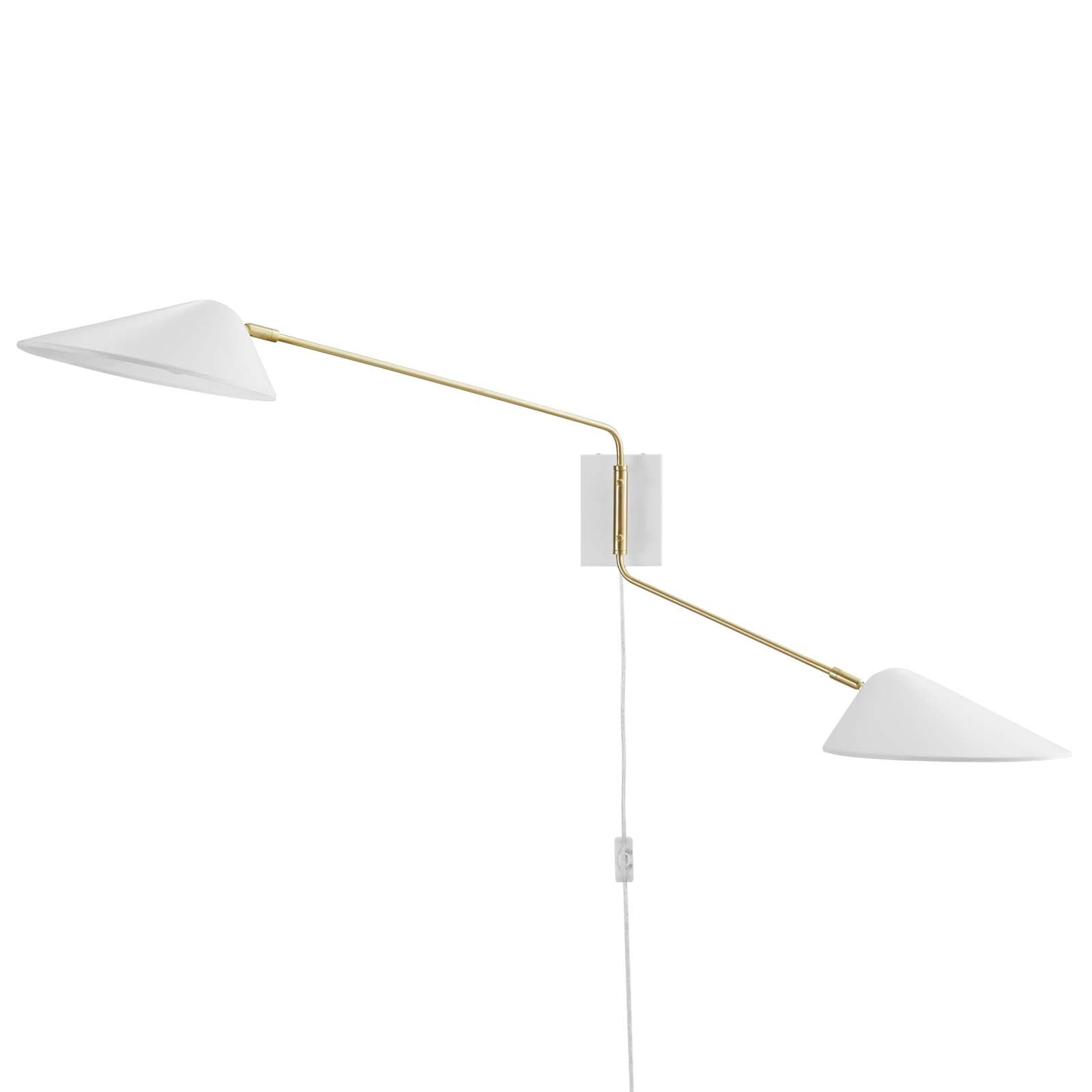 White Modway Journey 2-Light Swing Arm Wall Sconce - EEI-5294