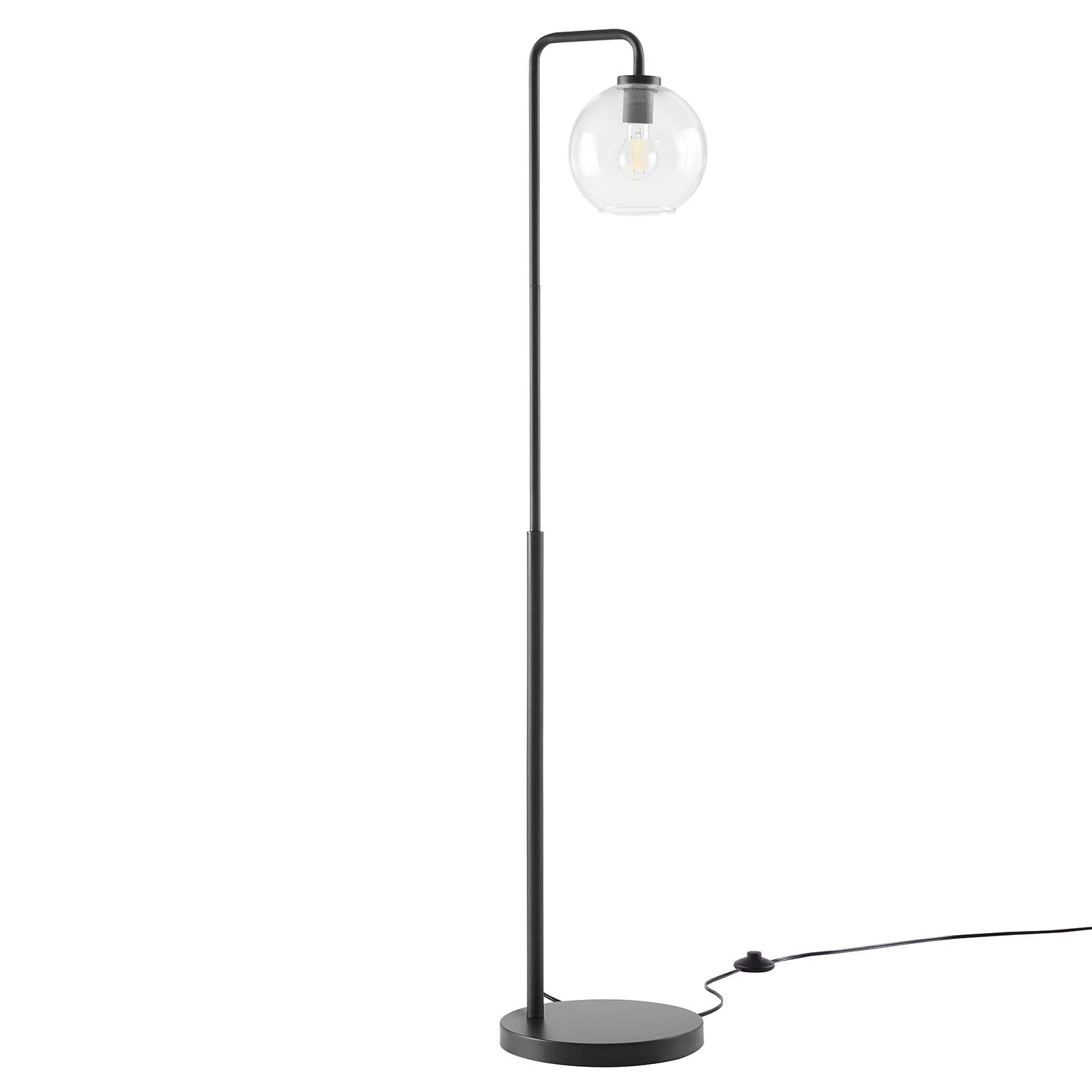 Modway's EEI-5616 Black Silo Glass Globe Glass and Metal Floor Lamp