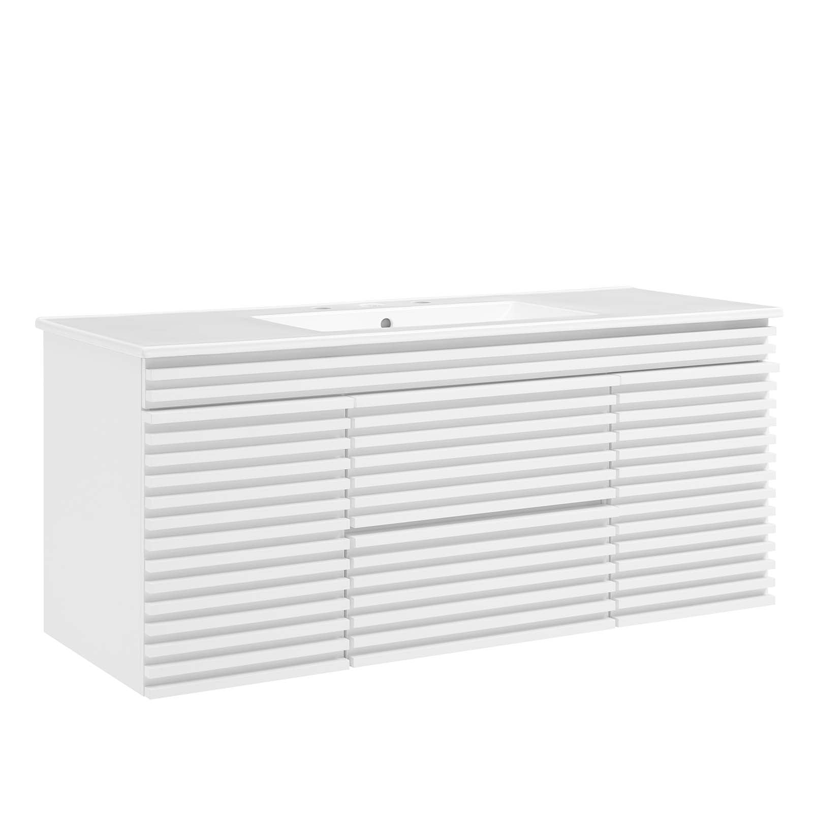 Modway's EEI-5801 48-Inch Wall-Mount White Bathroom Vanity - Render