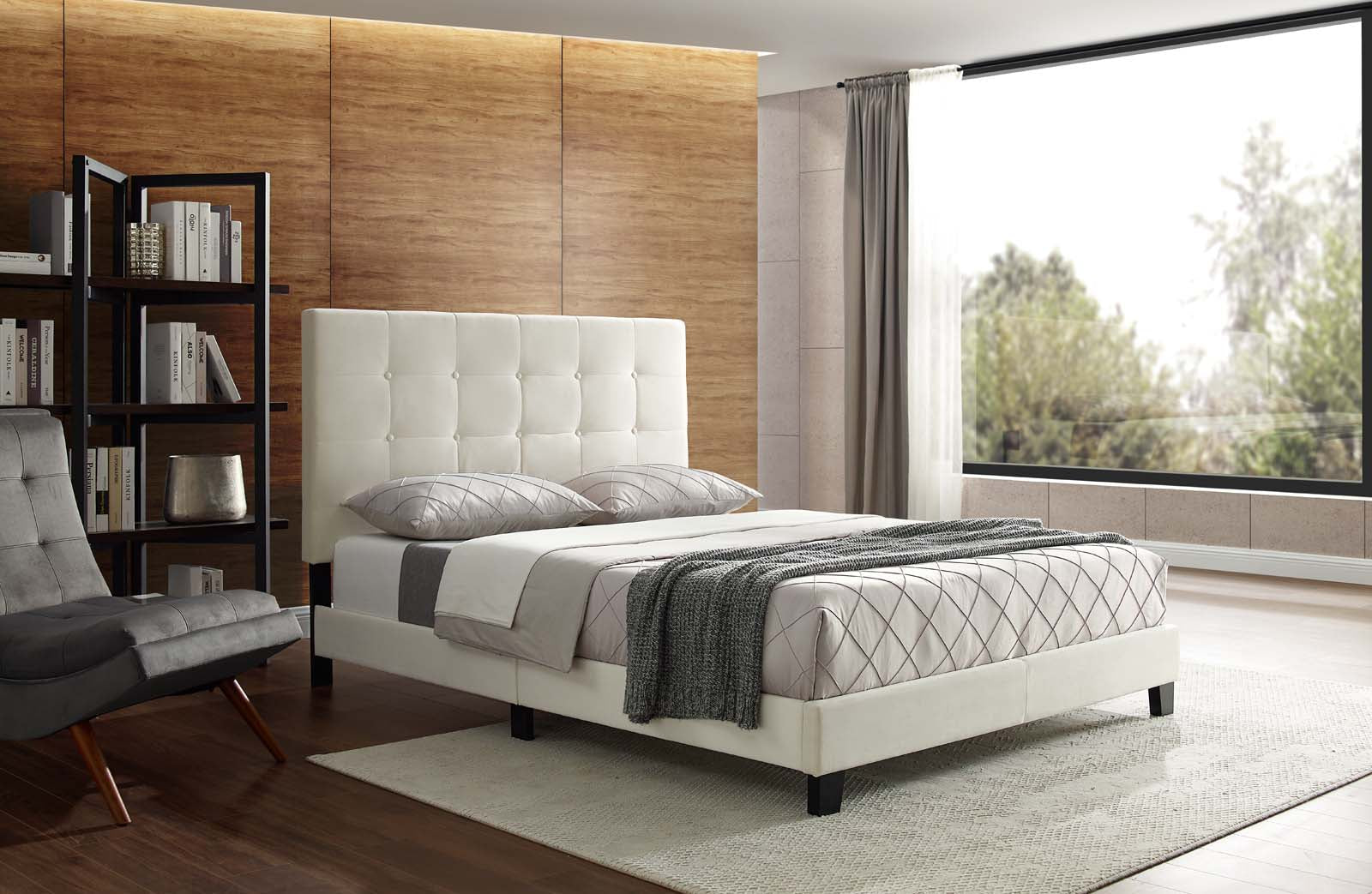 Ivory Modway Melanie Queen Platform Bed with Tufted Button Upholstery in Performance Velvet - MOD-5822