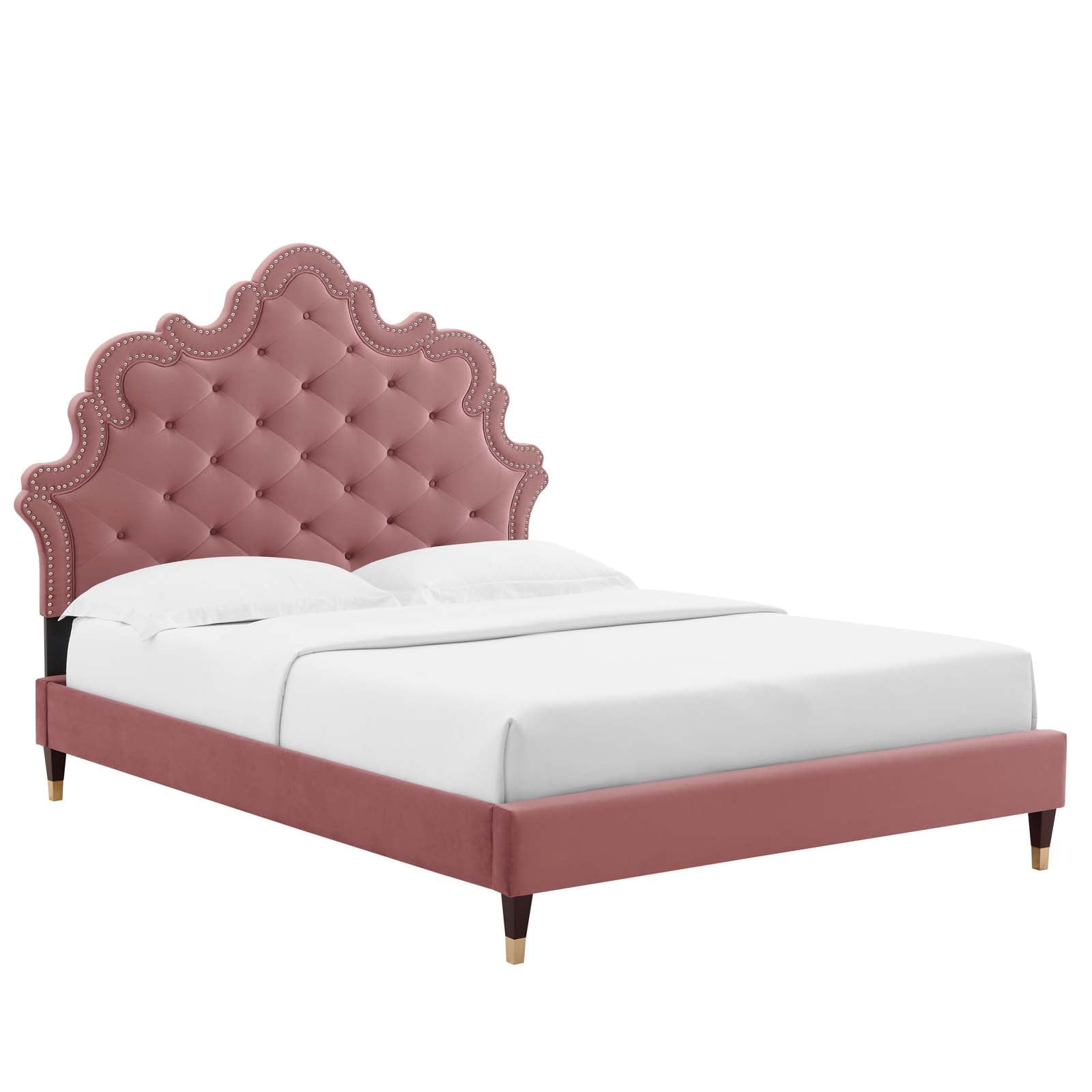 Modway Sasha Button-Tufted Performance Velvet Full Bed in Dusty Rose - MOD-6807