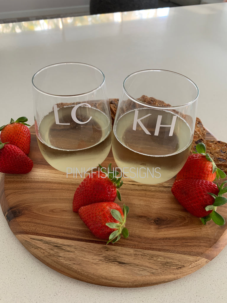 Personalised Initial Stemless Wine Glass