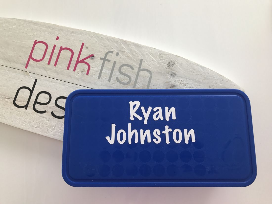 Personalised Lunch Box Labels Pink Fish Designs