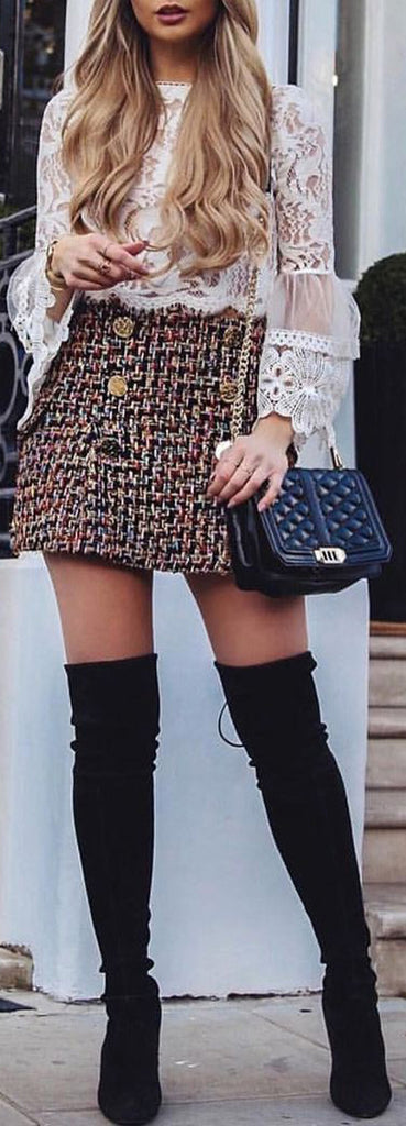 classy thigh high boots outfit