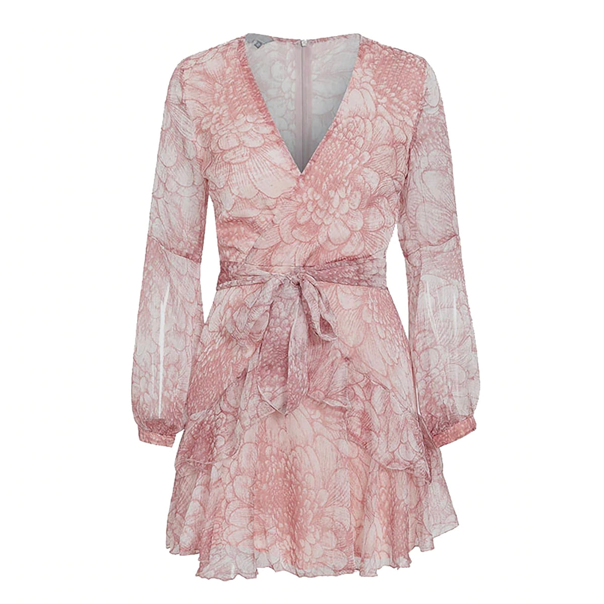 Bella Boho Romantic Vintage Ruffle Wrap Long Sleeve Chiffon Mini Dress ...