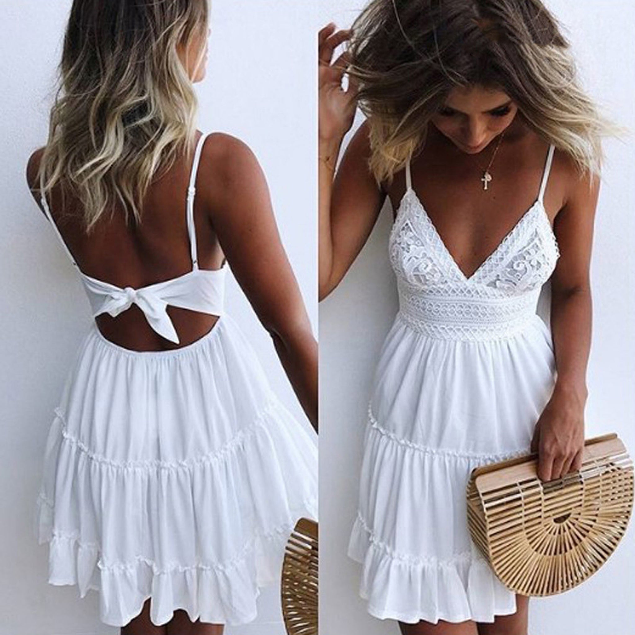 casual white short dress