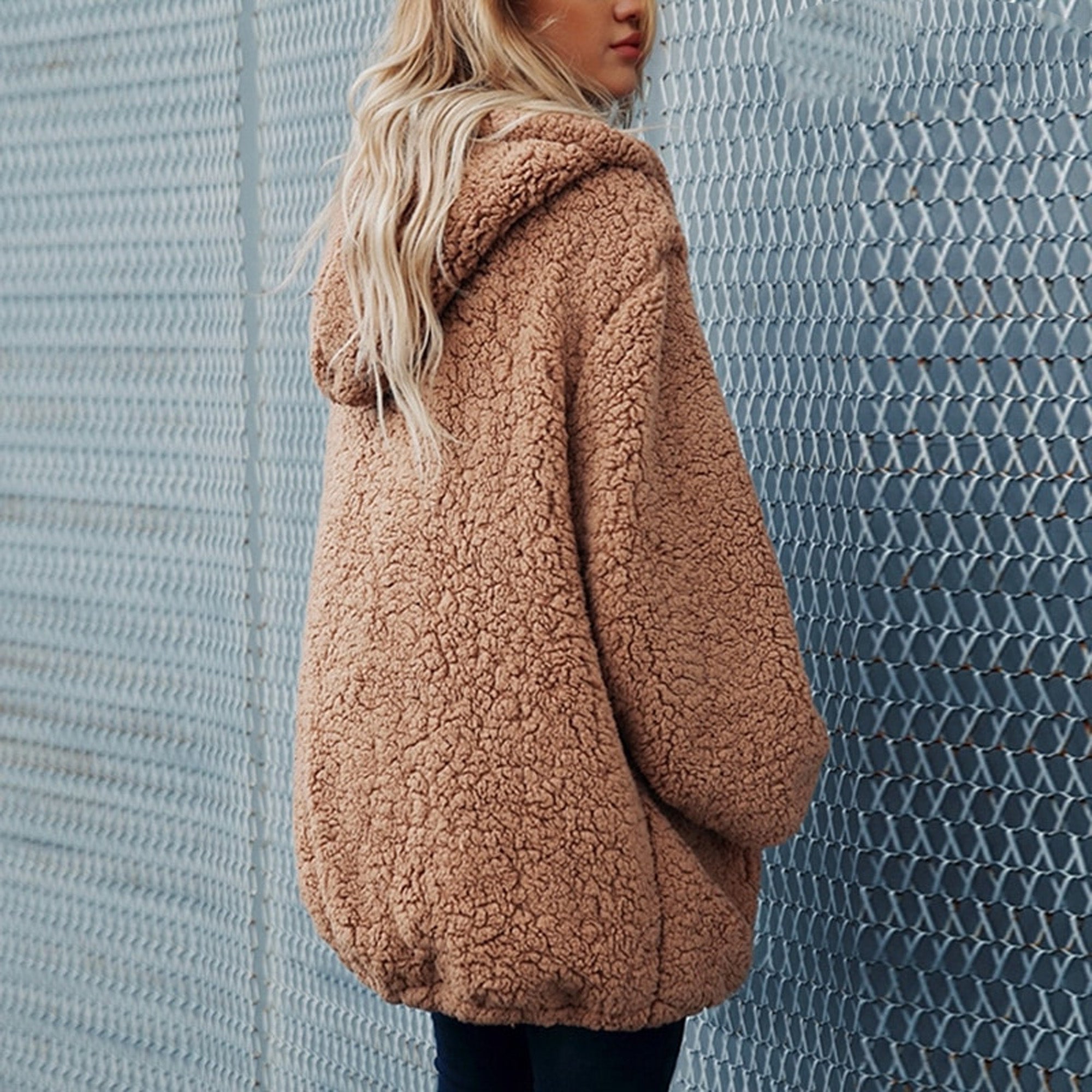 oversized teddy coat with hood