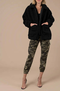 Cute Black Casual Warm Fall or Winter Outfit Ideas for Teens Women for College School - Aurora Popular Oversized Red Soft Comfy Sherpa Teddy Jacket Pixie Coat I am gia dupe - www.Glamantibeauty.com