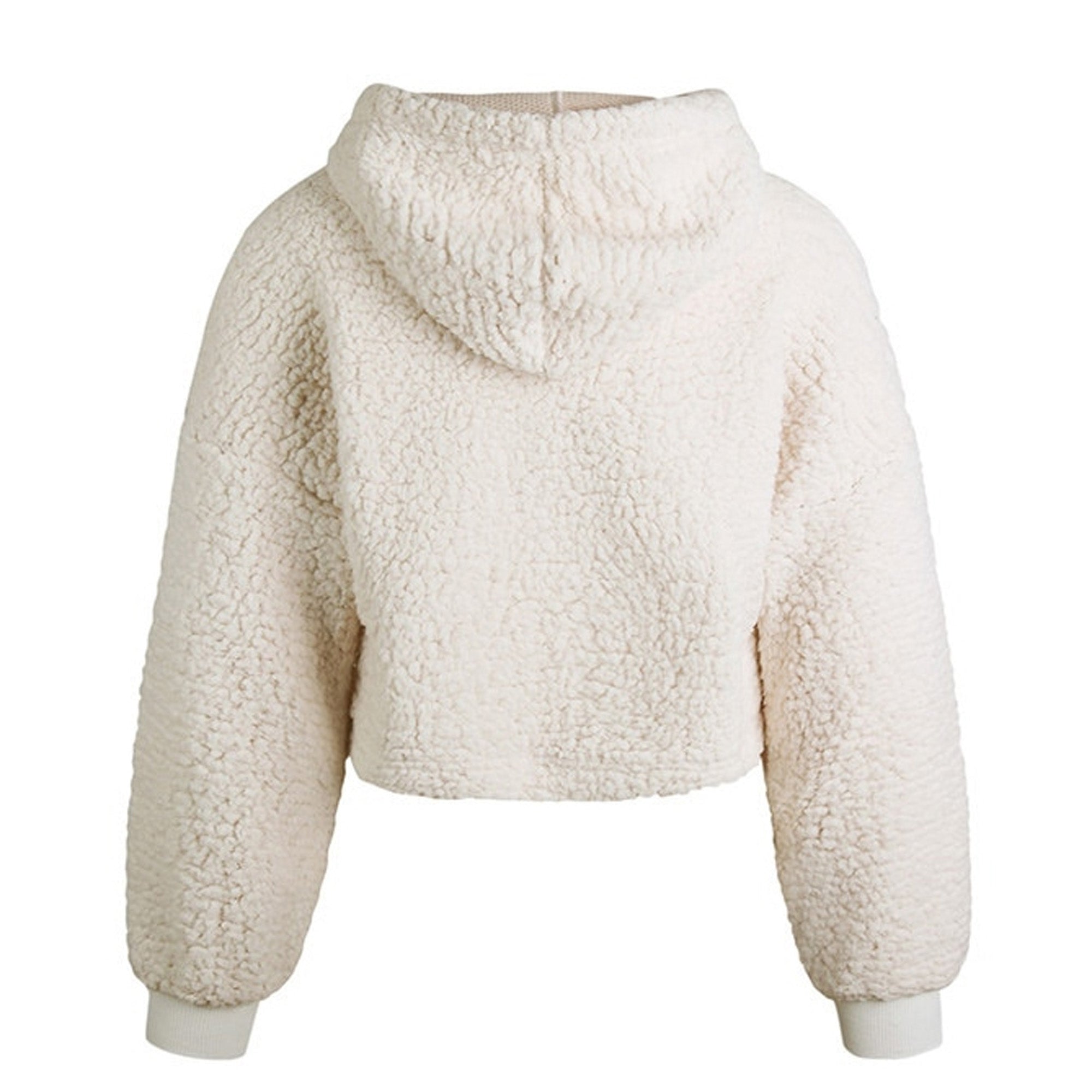 Gemma Soft Sherpa Fur Cropped Long Sleeve Hoodie Sweater – Glamanti Beauty