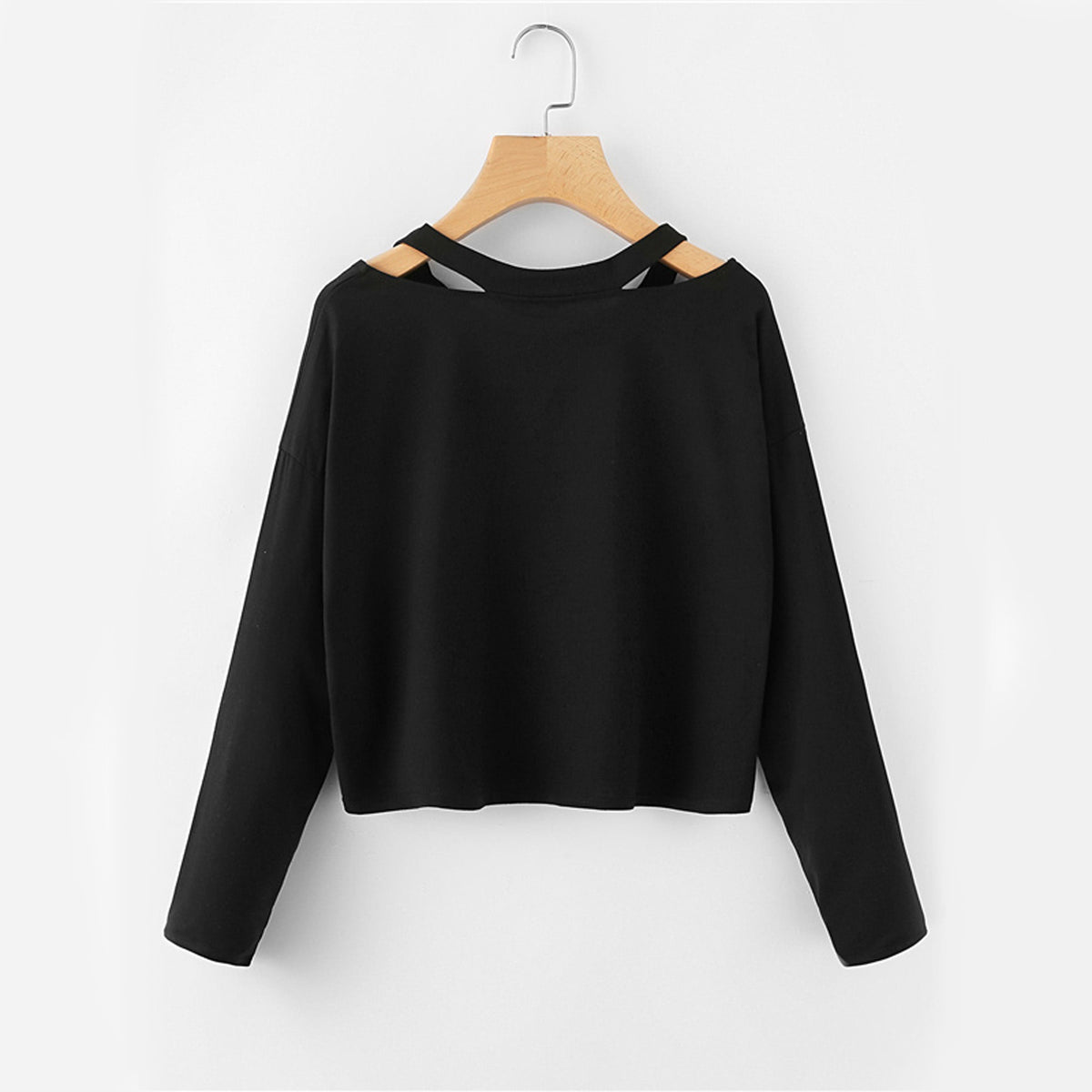 Julissa Rose Embroidered Cropped Long Sleeve Top Sweater in Black ...
