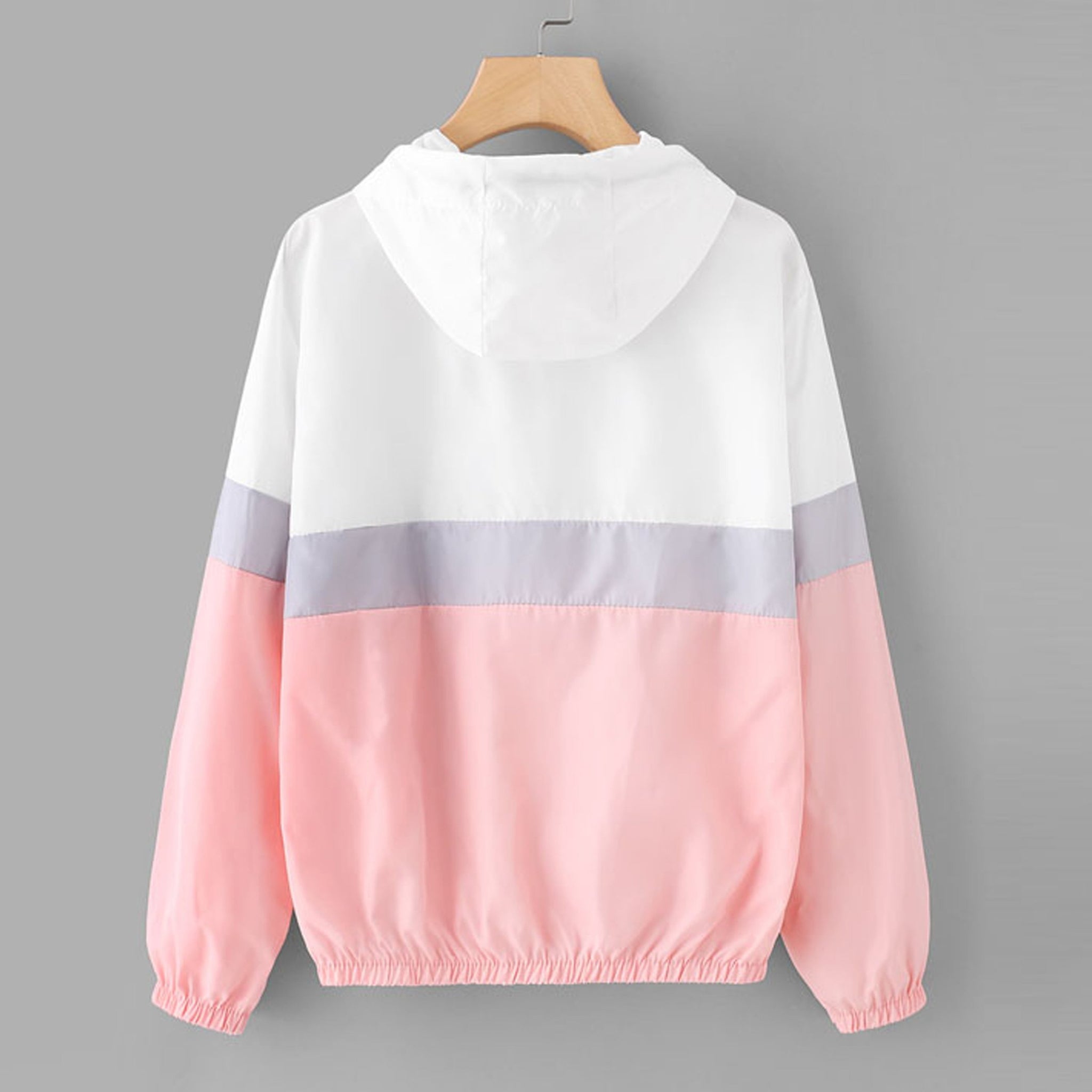 Abby Color Block Pink Zipper Windbreaker Hooded Jacket – Glamanti Beauty