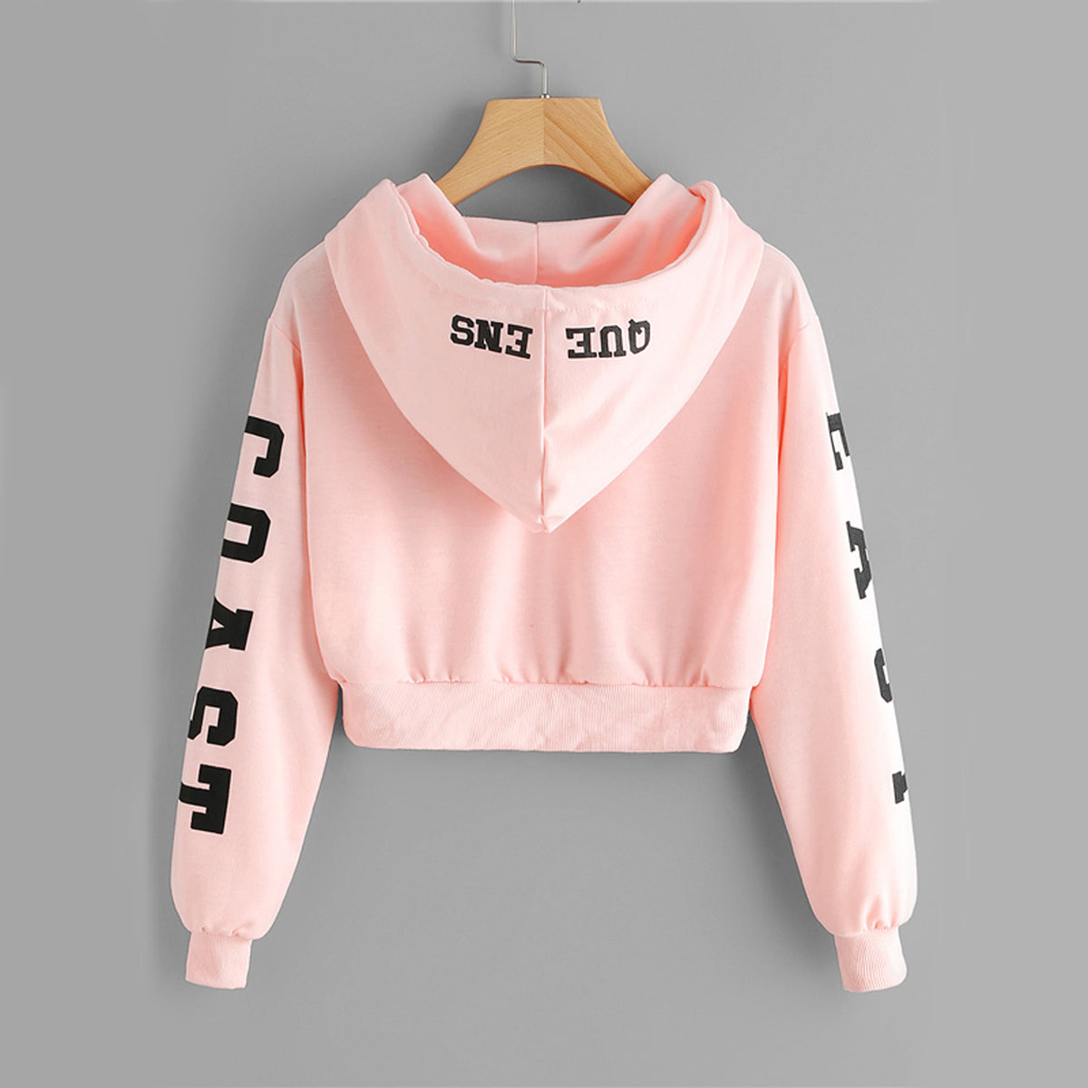 Abigail East Coast Queens Pink Cropped Hoodie Sweater in Baby Pink ...