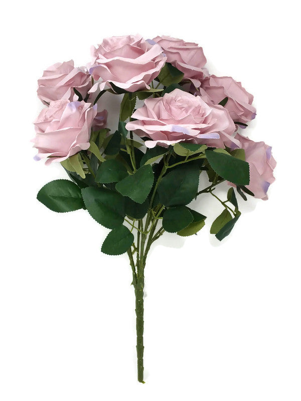 10 Head Open Rose Bush - Vintage Pink — Artificial Floral Supplies