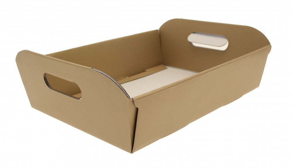 Cardboard Hamper Box x 38cm - Natural Kraft, Gold or Cream — Artificial