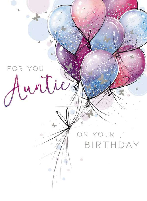 7x5 Card Happy Birthday Auntie Balloons Image Artificial Floral Supplies