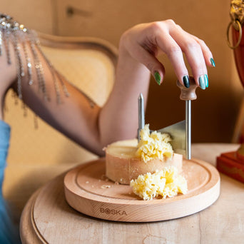 Cheese replica Parmesan Reggiano, with dish