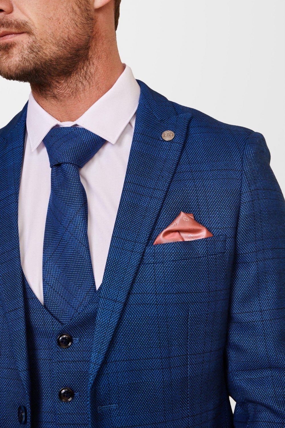 JERRY - Grey Check Suit with BROMLEY NAVY Waistcoat