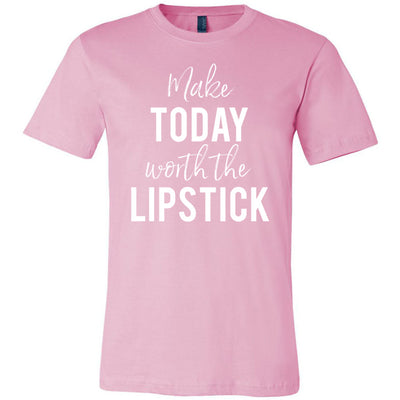 Make today worth the Lipstick & Lipsense 50 Lip Color Swatches - (FRONT & BACK) - Bella & Canvas Unisex O-neck Jersey T-Shirt - 12 Colors Available Plus Size XS-4XL - MADE IN THE USA