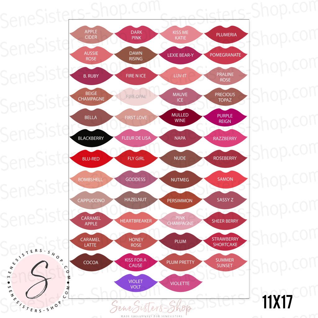 Lip Color Chart Lipstick Kisses 