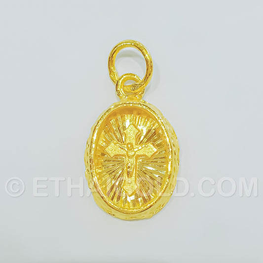 1/4 BAHT POLISHED MATTE SOLID CRUCIFIX CHRISTIAN PENDANT IN 23K